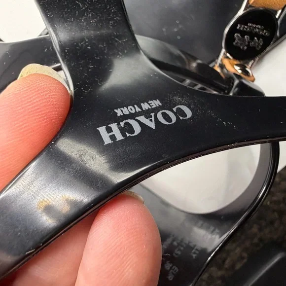 Coach Sandals Thong T-Strap Rubber Piccadilly Signature Logo Women Black Sz 8 - Picture 5 of 9